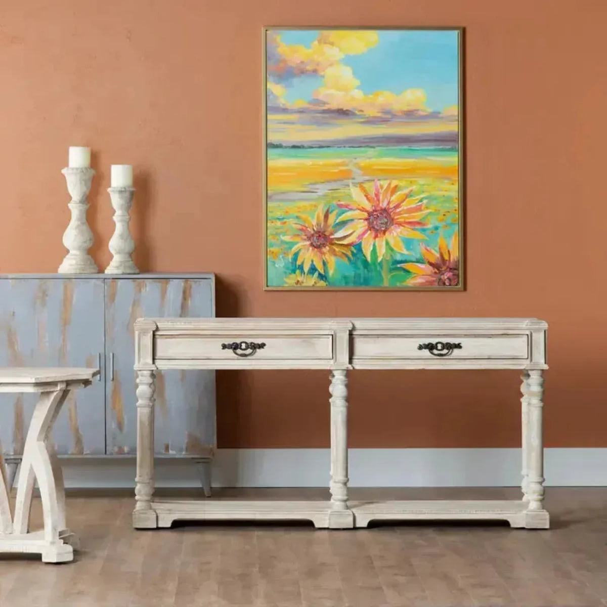 Crestview Collection Abbott 68" x 14" x 34" Rustic Unfinished Wood Console - CVFNR796