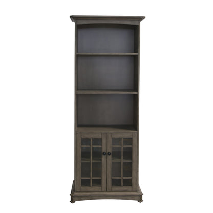 Crestview Collection Acacia 30" x 15" x 75" 2-Door 3-Shelf Transitional Dark Brown Wood Bookcase -  CVFVR8201