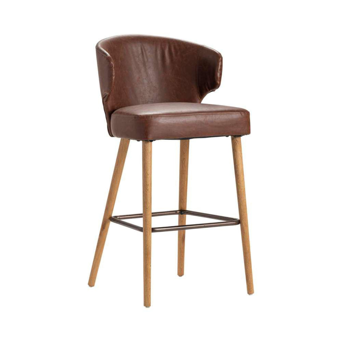 Crestview Collection Auburn 22" x 22" x 40" Traditional Faux Leather And Wood Bar Stool - CVFZR5134