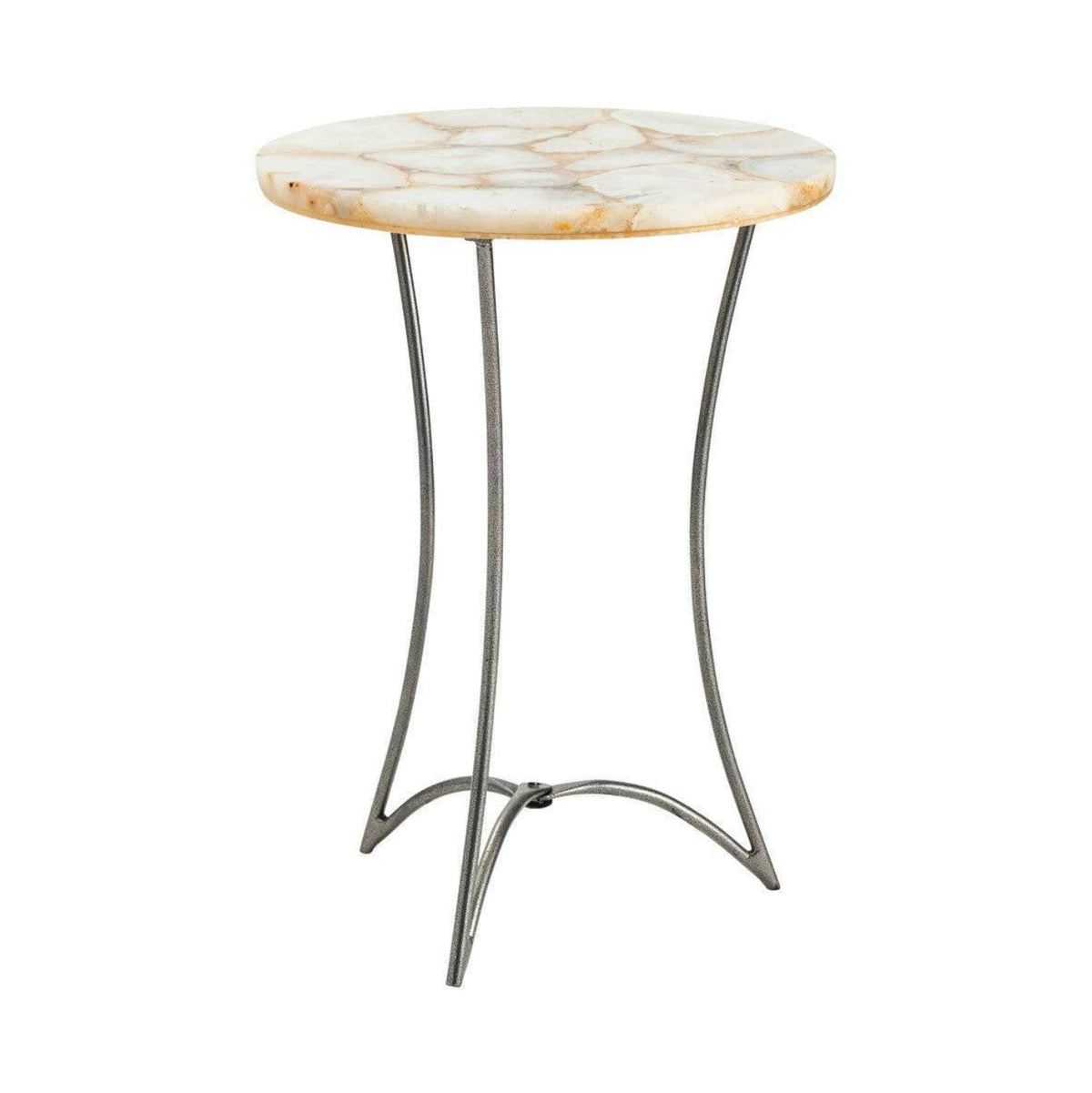 Crestview Collection Bengal Manor 17" x 17" x 23" Modern Marble And Iron Table In Cream Agate Finish - CVFNR501