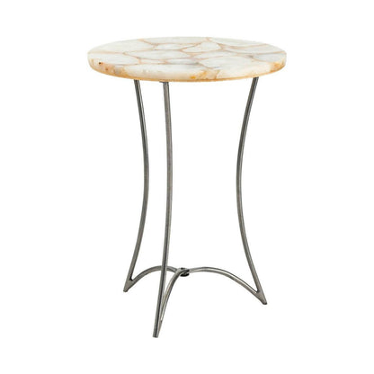 Crestview Collection Bengal Manor 17" x 17" x 23" Modern Marble And Iron Table In Cream Agate Finish - CVFNR501