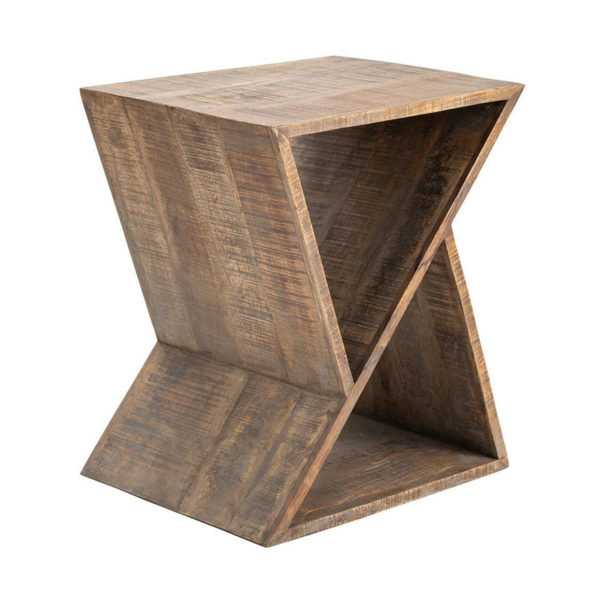 Crestview Collection Bengal Manor 22" x 18" x 26" Rustic Mango Wood Angled End Table In Natural Wood Finish - CVFNR327