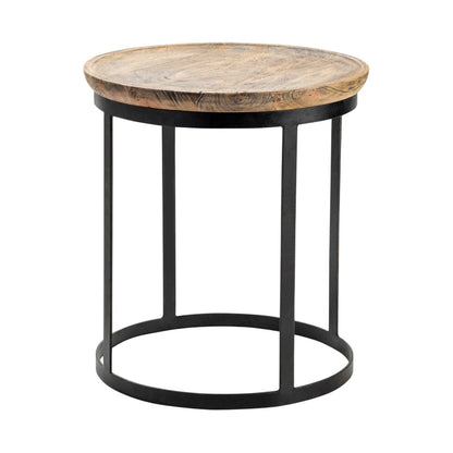Crestview Collection Bengal Manor 22" x 22" x 24" Occasional Mango Wood And Metal Round End Table In Natural Wood and Black Finish - CVFNR465