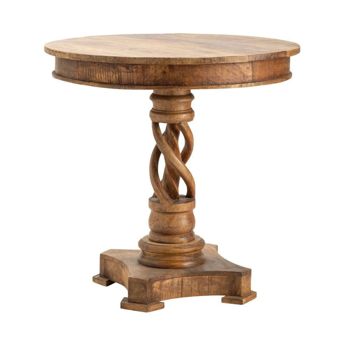 Crestview Collection Bengal Manor 30" x 30" x 30" Rustic Mango Wood Twist Accent Table In Natural Wood Finish - CVFNR308