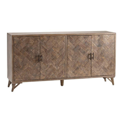 Crestview Collection Bengal Manor 72" x 17" x 36" 4-Door Rustic Brown Mango Wood  - CVFNR663