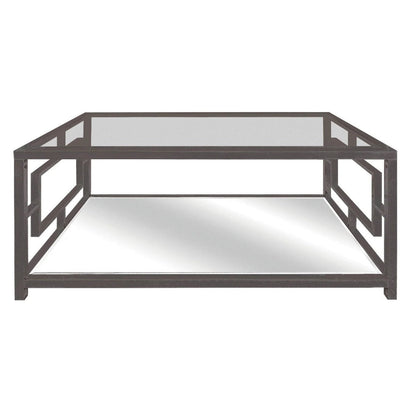 Crestview Collection Bentley 48" x 28" x 20" Occasional Metal And Glass Rectangle Design Cocktail Table with Beveled Mirror Top - CVFZR4005