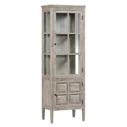 Crestview Collection Hawthorne Estate 22" x 15" x 68" 2-Door 2-Shelf Traditional Wood And Glass Curio In Ash Finish - CVFVR8001