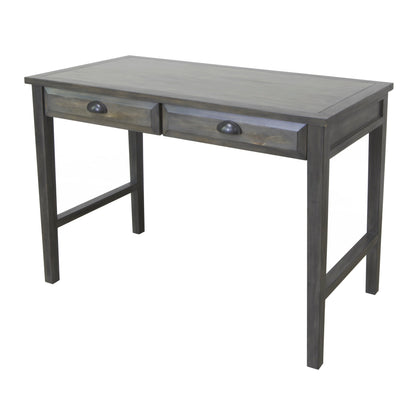 Crestview Collection Hawthorne Estate 44" x 22" x 30" 2-Drawer Rustic Wood Pine Accent Desk with USB Power In Gray Wash Finish - CVFVR8158