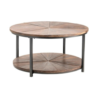 Crestview Collection Jackson 36" x 36" x 19" Rustic Metal And Rustic Wood Round Cocktail Table - CVFZR1697