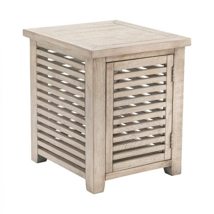Crestview Collection Pembroke 22" x 20" x 24" 1-Door Occasional Plantation Recycled Pine Slated Rectangle End Table In Hudson Finish - CVFVR8128