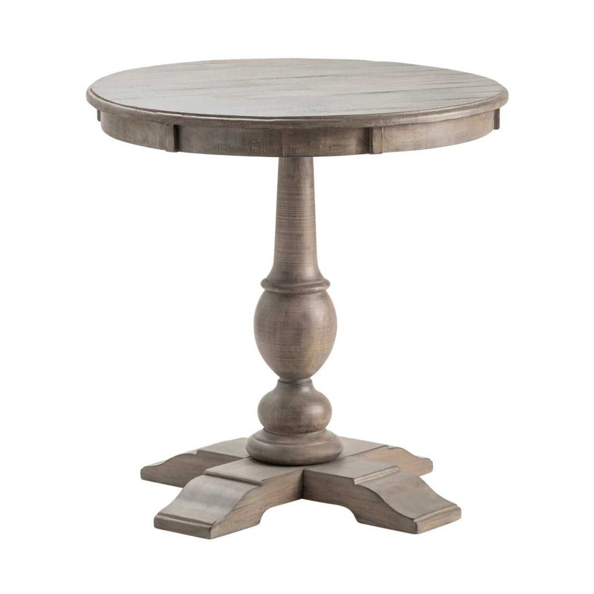 Crestview Collection Pembroke 28" x 28" x 28" Occasional Plantation Recycled Pine Round Accent Table In White Wash Finish - CVFVR8039