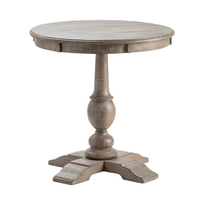 Crestview Collection Pembroke 28" x 28" x 28" Occasional Plantation Recycled Pine Round Accent Table In White Wash Finish - CVFVR8039