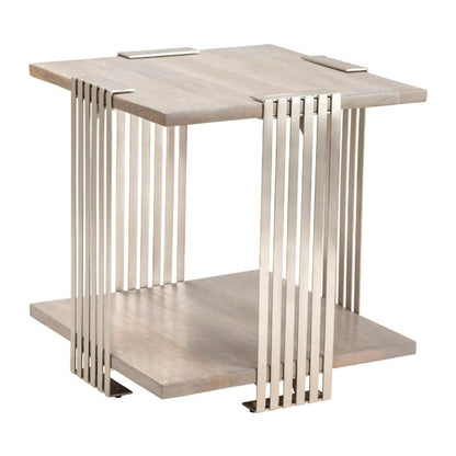 Crestview Collection Pleasant Hill 24" x 24" x 25" Occasional Metal And Wood End Table In Gray Finish - CVFNR863