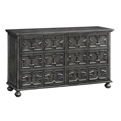 Crestview Collection Rutledge 62" x 14" x 35" 4-Door Traditional Antique Gray Wood Pattern Front Sideboard - CVFZR1800