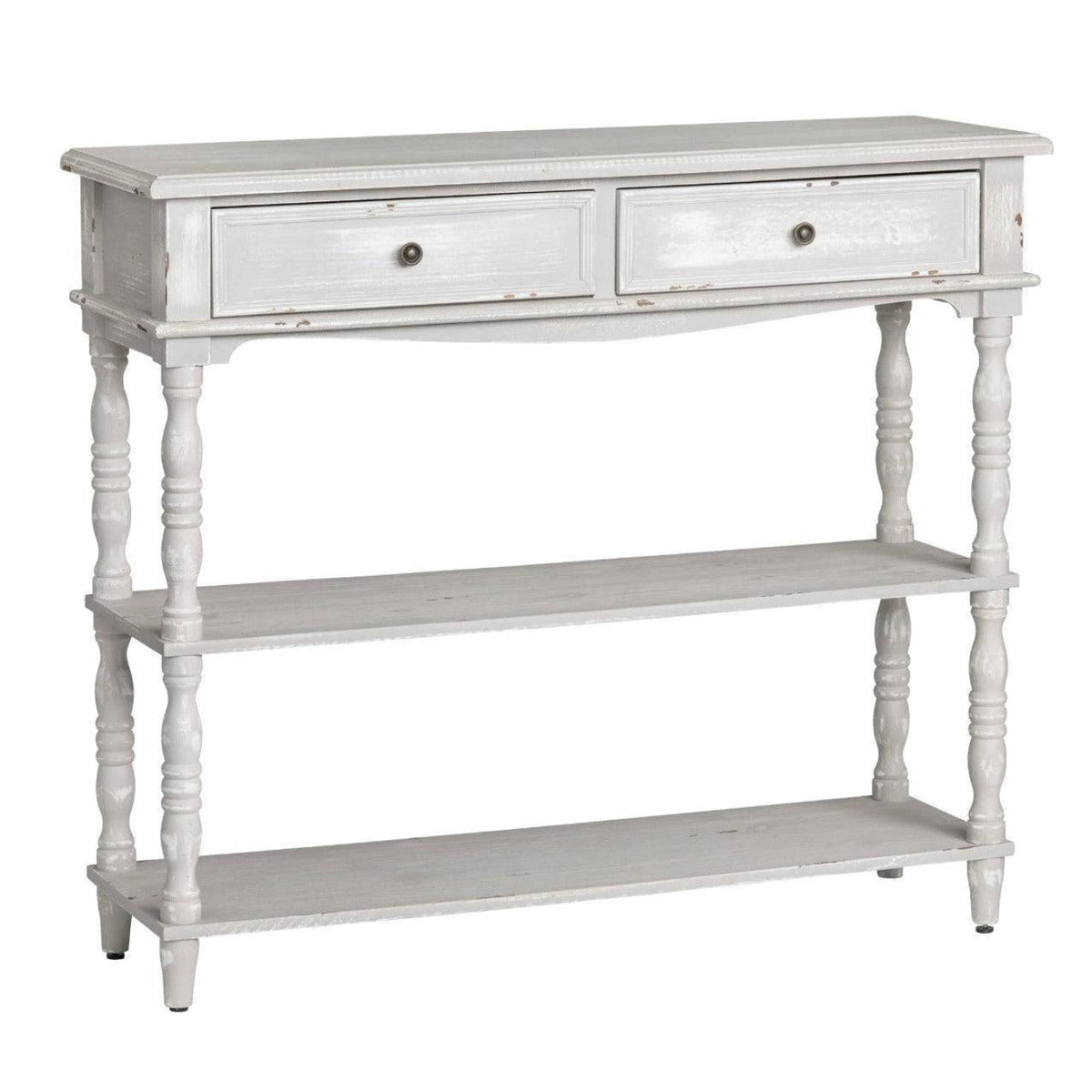 Crestview Collection Weston 42" x 13" x 36" 2-Drawer Traditional Wood Console Table In Chalk Gray Finish - CVFZR4535
