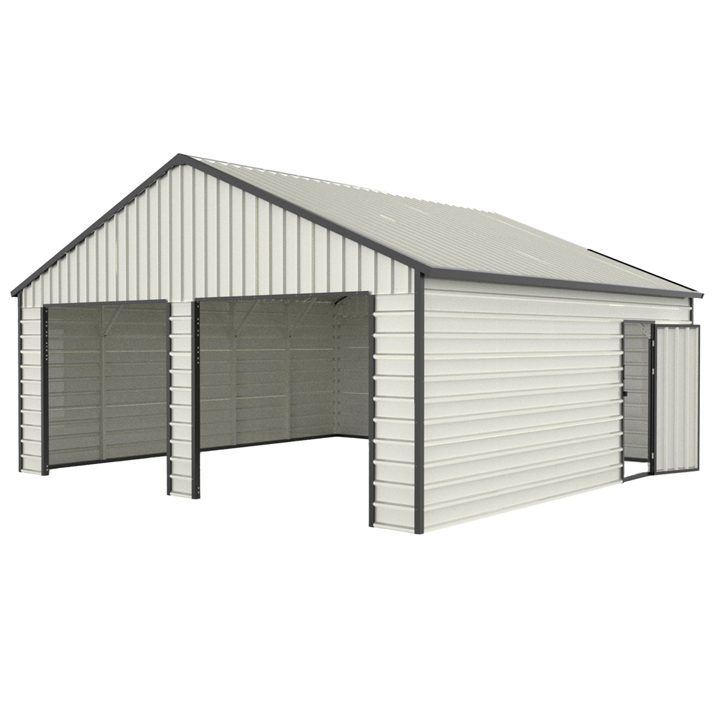 Chery Industrial [AS-IS] 23' x 22' Double Garage Metal Shed with Side Door - D_DOUMS2322CR01