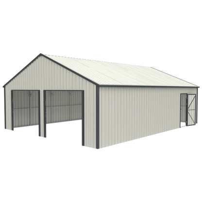 Chery Industrial 25' x 33' Double Garage Metal Shed with Side Entry Door - DOUMS2533CR01