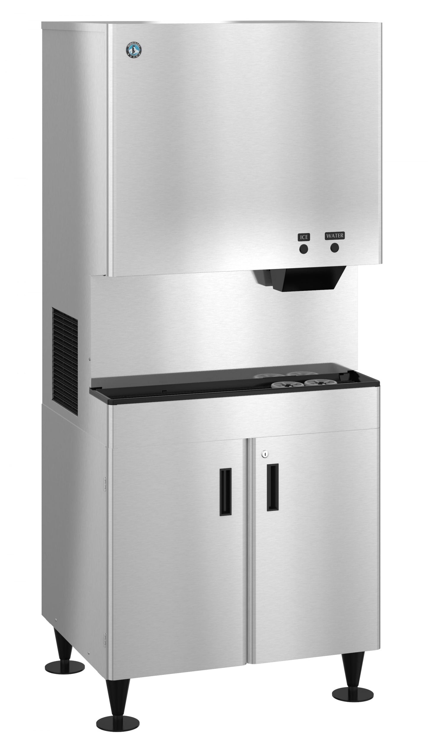 Hoshizaki 34" Wide Air-Cooled Small Cubelet Ice Water Dispenser w/ Built-In Storage Bin - DCM-752BAH