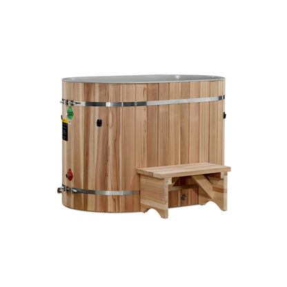Golden Designs Oval Barrel Tub Cold Plunge (50-P) Pacific Cedar - 3/4 IN-OUT without Motor - DCT-BO-50-PLPC-34