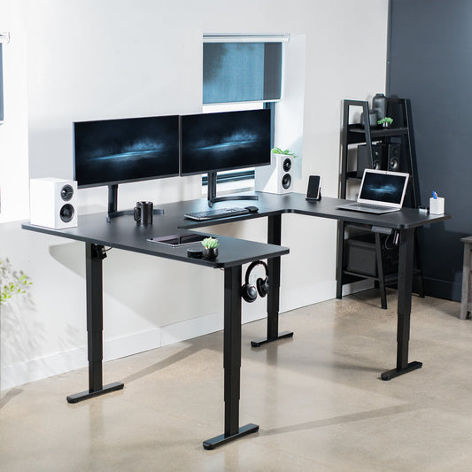 VIVO U-Shaped 83" x 60" Dual Motor Electric  -  DESK-E4UBB
