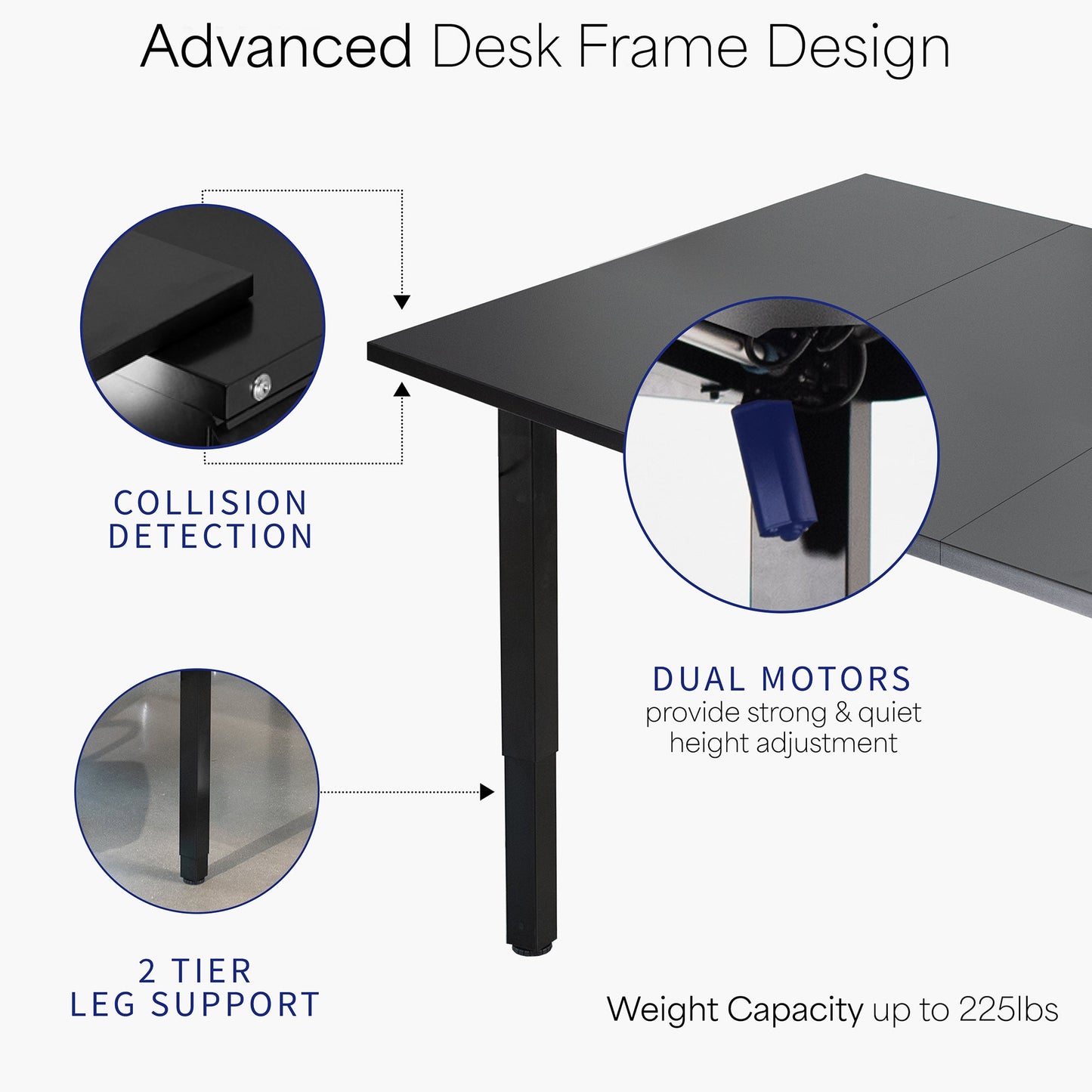 VIVO 40 Series - 95" x 55" Dual Motor 4-Leg Conference Table with Square Corner Top - DESK-KIT-404B