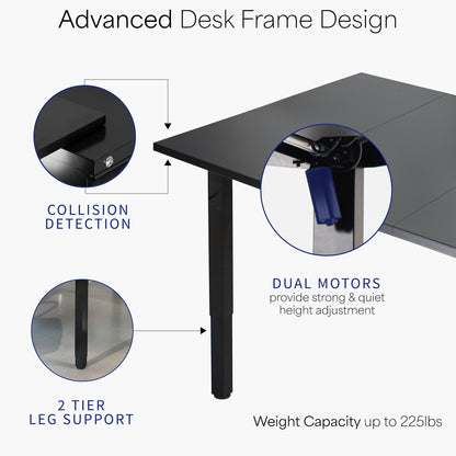 VIVO 40 Series - 118" x 55" Dual Motor 4-Leg Conference Table with Square Corner Top - DESK-KIT-405B