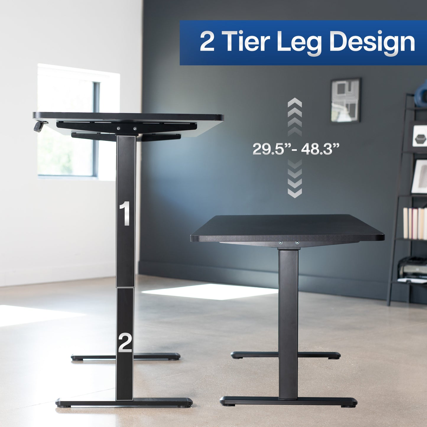 VIVO E2 Series - 71" x 30" Dual Motor Electric with Square Corner Top - DESK-KIT-E2B71S-B