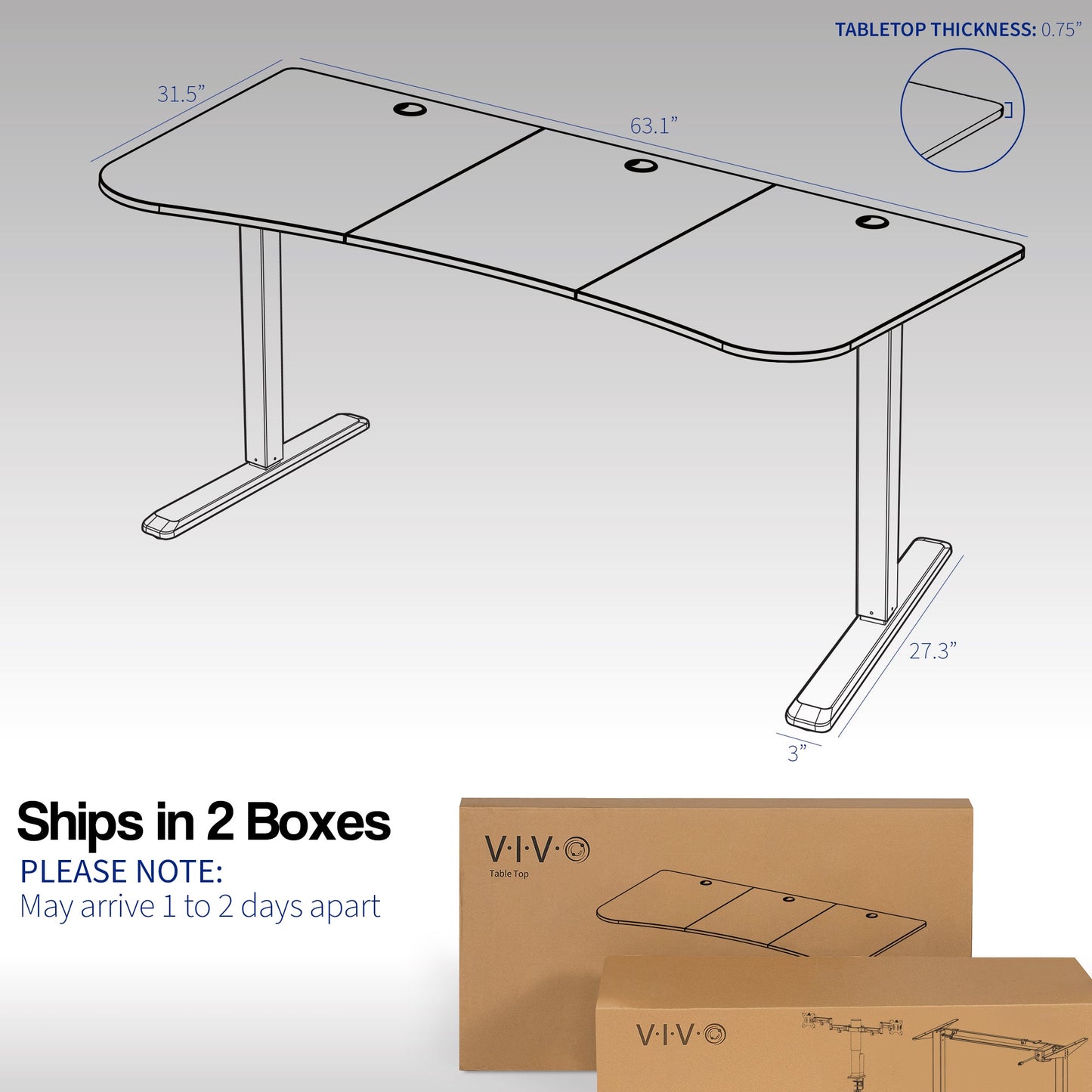 VIVO 63" x 32" Electric Desk with Motorized Dual Monitor Arm & Touch Screen Memory Controller - 20" to 32" Screens - DESK-KIT-SET1B