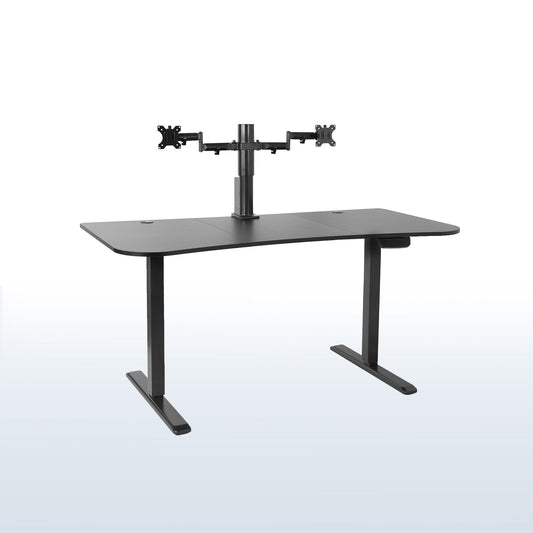 VIVO 63" x 32" Electric Desk with Motorized Dual Monitor Arm & Touch Screen Memory Controller - 20" to 32" Screens - DESK-KIT-SET1B