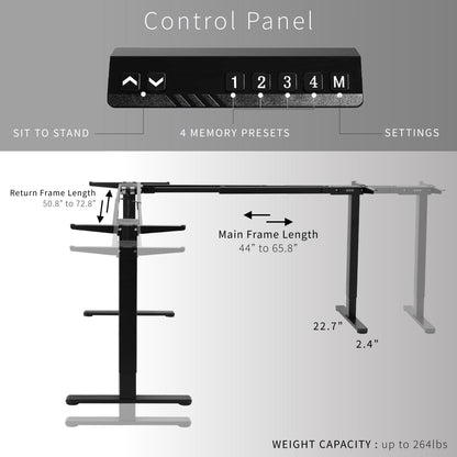 VIVO Electric Multi Motor Corner Frame with Memory Controller - DESK-V123EB