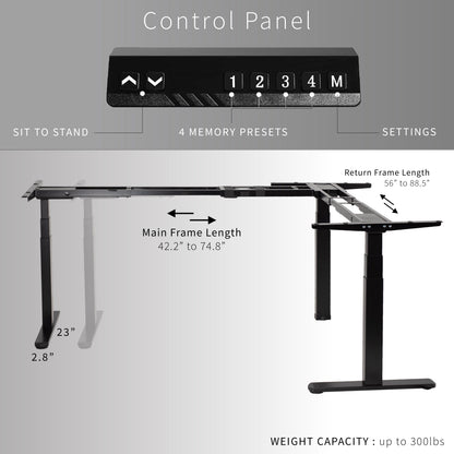 VIVO Electric Multi Motor Corner Desk Frame with Memory Controller - DESK-V130EB