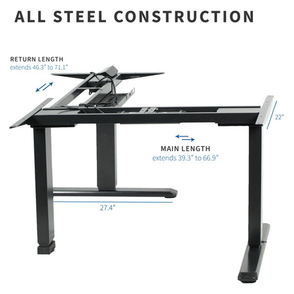 VIVO Electric Multi Motor Corner  Frame with Touch Screen Memory Controller - DESK-V133E