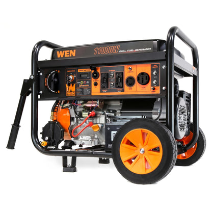 WEN DF1100X 11,000-Watt 120V/240V Dual Fuel Portable Generator with Wheel Kit, Electric Start, and CO Watchdog - DF1100X