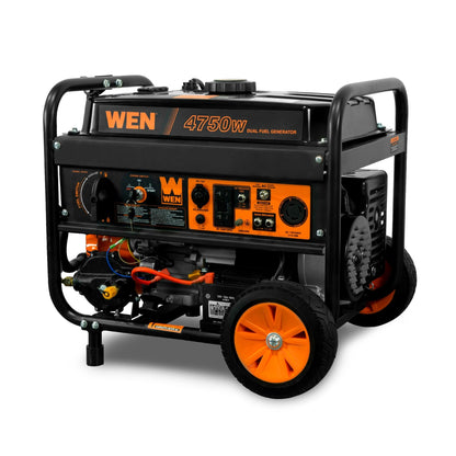 WEN DF475T 4,750-Watt 120V/240V Dual Fuel Portable Generator with Wheel Kit and Electric Start
