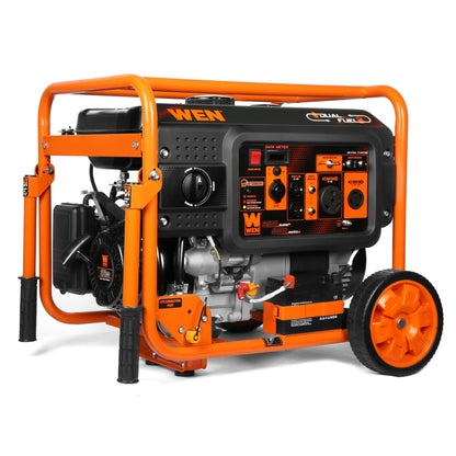 WEN DF623X 6250-Watt 120-Volt/240-Volt Dual Fuel Electric Start Portable Generator with Wheel Kit and CO Shutdown Sensor - DF623X