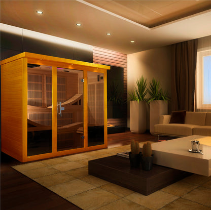 Golden Designs "Monaco" 6 Person Ultra Low EMF Far IR Sauna - DYN-6996-01 Elite