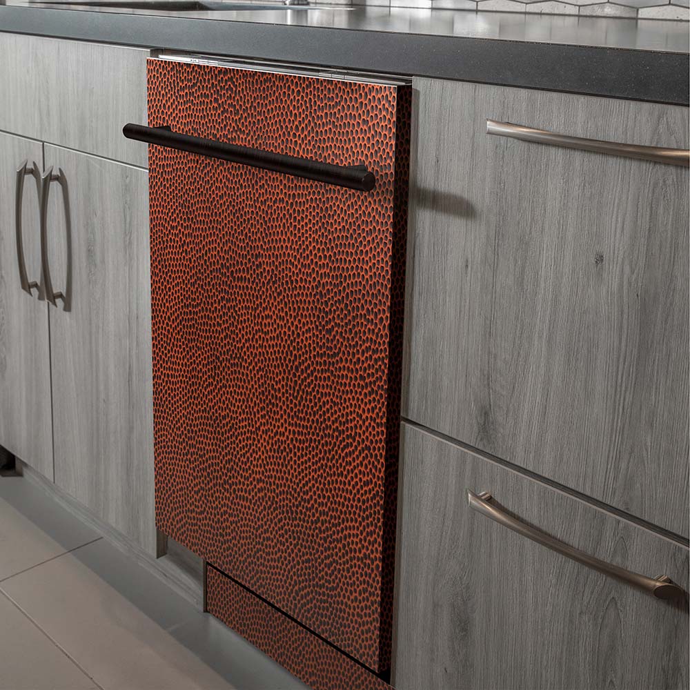 ZLINE 24-Inch Dishwasher in Hand-Hammered Copper Finish with Stainless Steel Tub and Modern Style Handle (DW-HH-24)