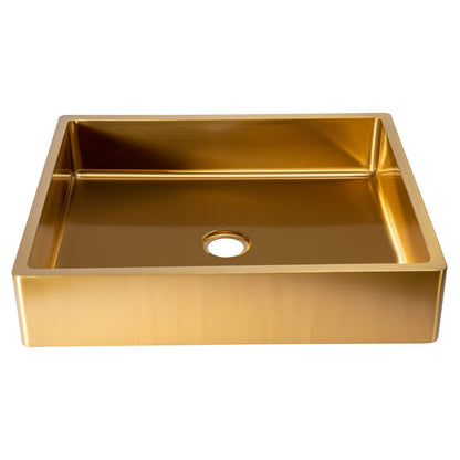Eden Bath Rectangular 18 3/4" x 15 3/4" Thick Rim Stainless Steel Bathroom Vessel Sink with Drain in Gold- EB_SS004GD