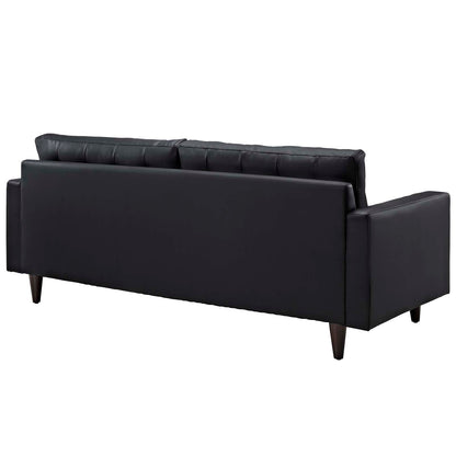 Modway Furniture Empress Bonded Leather Sofa - Plush, Deeply Tufted Design with Solid Wood Legs for Elegant Living Spaces - EEI-1010-BLK
