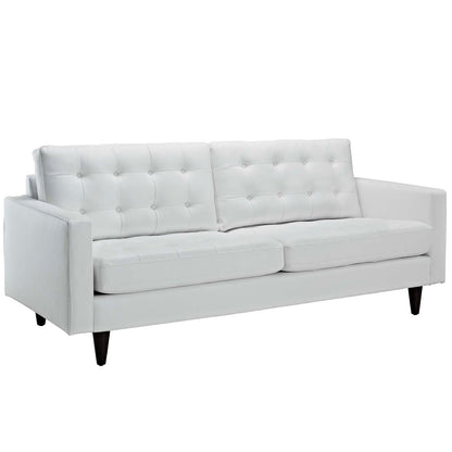 Modway Furniture Empress Bonded Leather Sofa - Plush, Deeply Tufted Design with Solid Wood Legs for Elegant Living Spaces - EEI-1010-BLK
