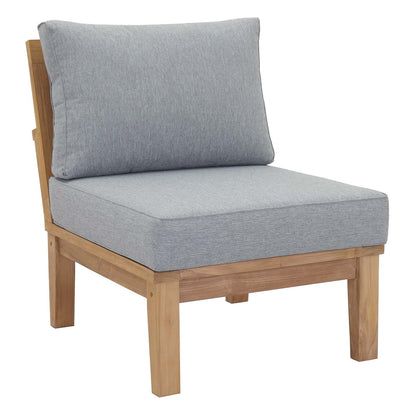 Modway Furniture Marina Armless Outdoor Patio Teak Sofa - EEI-1150-NAT-GRY-SET