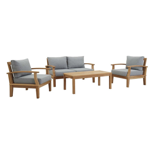 Modway Furniture Marina 4 Piece Outdoor Patio Teak Set by Modway – EEI-1469-NAT-GRY-SET