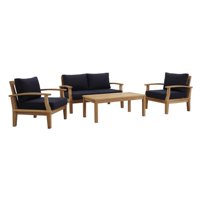 Modway Furniture Marina 4 Piece Outdoor Patio Teak Set by Modway – EEI-1469-NAT-GRY-SET