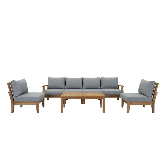 Modway Furniture Marina 7 Piece Outdoor Patio Teak Set by Modway – EEI-1481-NAT-GRY-SET