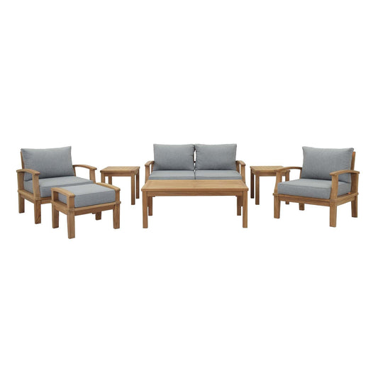 Modway Furniture Marina 7 Piece Outdoor Patio Teak Set by Modway – EEI-1486-NAT-GRY-SET