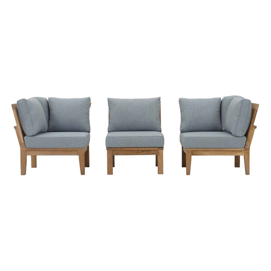 Modway Furniture Marina 3 Piece Outdoor Patio Teak Set by Modway - EEI-1820-NAT-GRY-SET