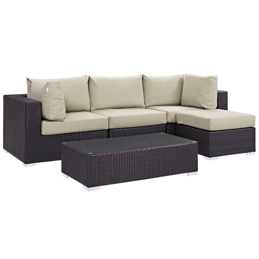 Modway Furniture Convene 5 Piece Outdoor Patio Sectional Set by Modway –EEI-2172-EXP-BEI-SET