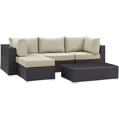 Modway Furniture Convene 5 Piece Outdoor Patio Sectional Set by Modway –EEI-2172-EXP-BEI-SET