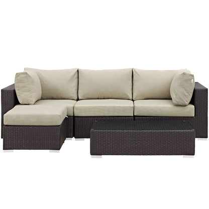 Modway Furniture Convene 5 Piece Outdoor Patio Sectional Set by Modway –EEI-2172-EXP-BEI-SET