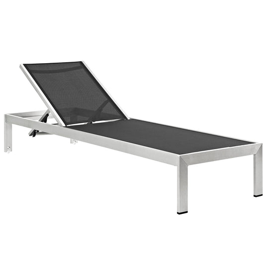 Modway Furniture Shore Outdoor Patio Aluminum Mesh Chaise - EEI-2249-SLV-BLK